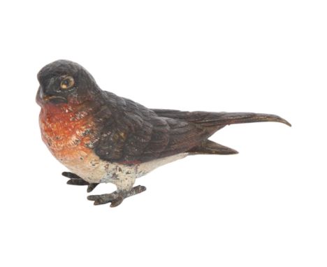 An Austrian Viennese cold painted bronze model swift bird, marked Depose Geschutzt, 9cm