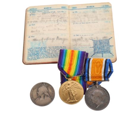 A Queen Victorian South Africa War medal to 5981 Pte J Linney, Durham Light Infantry, and a pair of First World War medals to