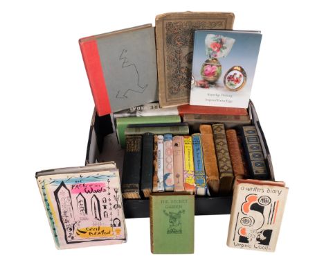 Box of books, including leather-bound, and Cecil Beaton's Diaries, Oscar Wilde, etc, including First Edition Nancy Mitford's