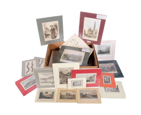 A large quantity of Antique prints, engravings and book illustrations, with botanical, zoological and architectural content (