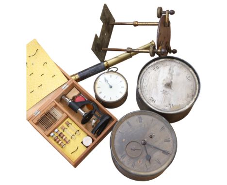 A microscope, clock, barometer for repair, etc