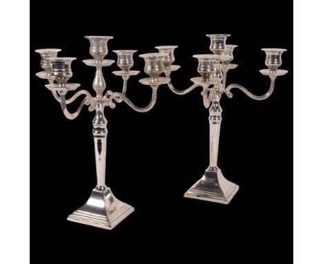 A pair of silver plated 5-light table candelabra, 31cm