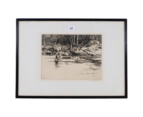 A pair of framed etchings by Norman Wilkinson, titled A Likely Cast, River Garry, and Trout Fishing River Garry, 40cm x 56cm 