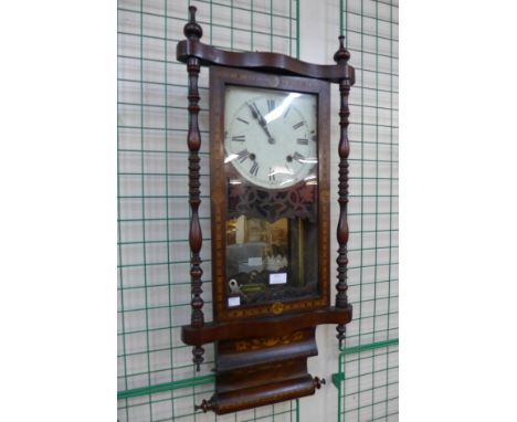 An Edward VII inlaid mahogany wall clock 