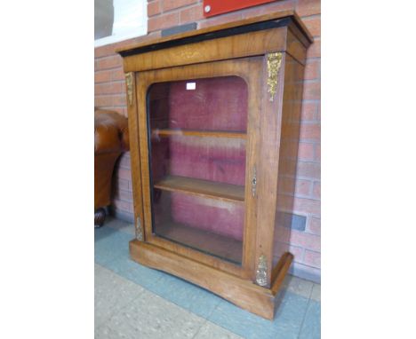 A Victorian inlaid walnut and gilt metal mounted pier cabinet 