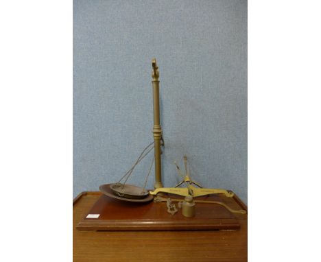A set of vintage W &amp; T Avery scales with weights 
