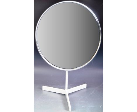 Durlston Designs Ltd - an original retro vintage 1950s made tripod dressing table adjustable mirror. Raised on a white metal 