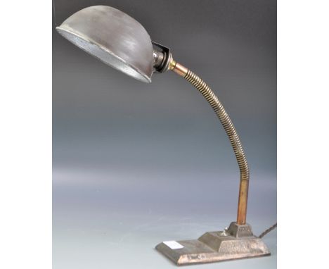 A superb vintage early 20th Century Art Deco French industrial anglepoise desk lamp / table side lamp light having an aluminu