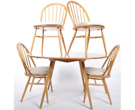 Lucian Ercolani - Ercol - An original retro vintage 20th Century beech and elm dining suite comprising of a set of four Winds