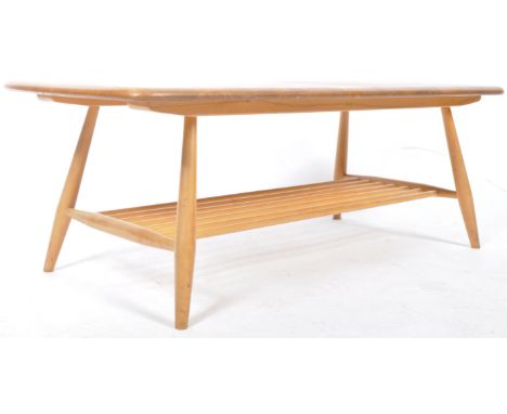 Lucian Ercolani - Ercol - Model 459 - A retro vintage 20th Century beech and elm wood rectangular Ercol Windsor pattern coffe