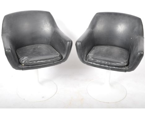 Sebel - Hobnob - A pair of retro vintage 20th Century tulip based dining armchairs / side arm chairs in the manner of Eero Sa