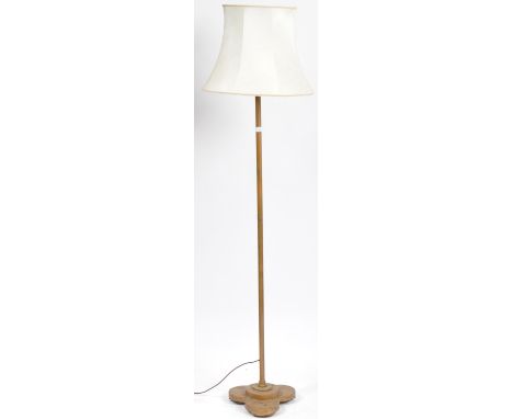 An early 20th Century antique vintage 1930's Art Deco floor standing standard light lamp having a pleated shade with central 