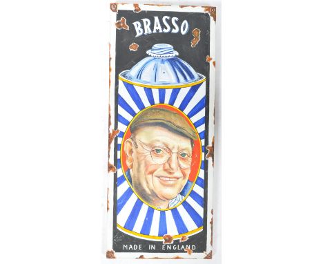 Brasso polish - A 20th Century oil on board painting artist's impression of a traditional vintage advertising enamel sign. Wh