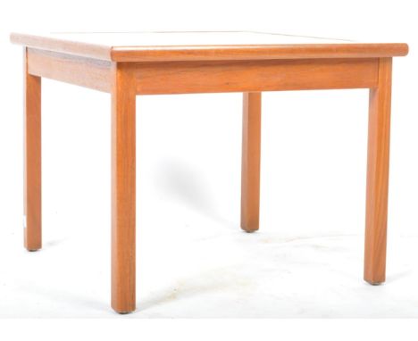 Toften Mobelfabrikken - An original retro vintage 1970's Danish teak wood tile top coffee table side occasional table having 