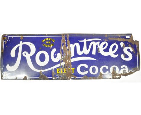 Rowntree's - A vintage early 20th Century industrial enamel worked porcelain shop advertising sign for 'Rowntree's Elect Make