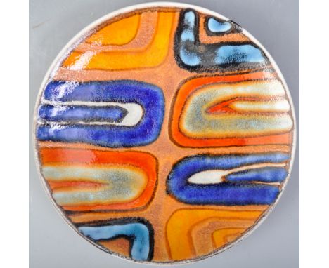 Poole Pottery - An original retro vintage 1960's studio art pottery 8" plate decorated in a vibrant abstract pattern. Poole S