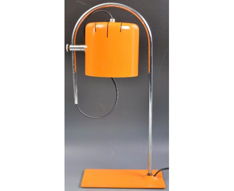 Joe Colombo (Manner Of) - an original retro vintage 1970s desk / work lamp in tangerine orange, mounted on a rectangular base