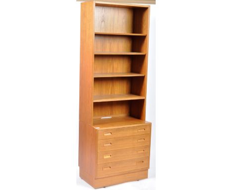 Carlo Jensen - Poul Hundevad - An original retro vintage 1960's Danish Scandinavian teak wood bookcase on chest of drawers co