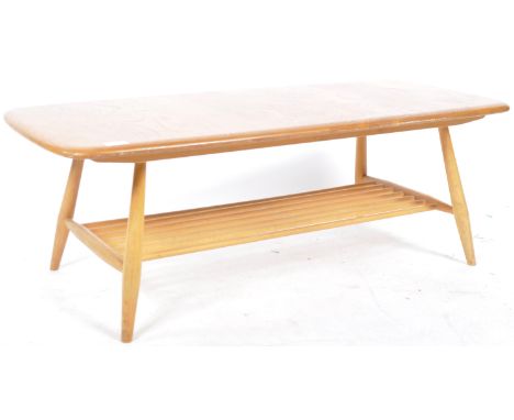 Lucian Ercolani - Ercol - Model 459 - A retro vintage 20th Century beech and elm wood rectangular Ercol Windsor pattern coffe