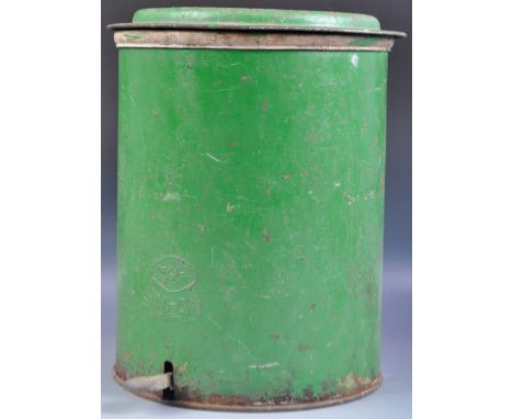 Sani-Can - An original retro vintage 1950's English industrial enamel waste paper bin of cylindrical form having a green enam