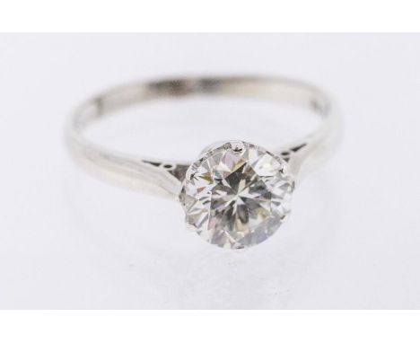 A diamond and 18ct white gold solitaire ring, comprising a round brilliant cut diamond approx 1.30carats, colour G/H, clarity