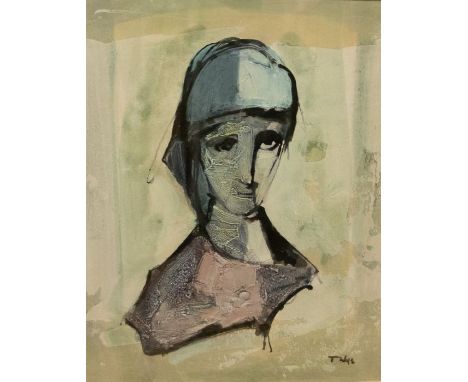 Tadeusz Was (Polish 1912-2005) Untitled - portrait of a Womanmixed media, 43 x 35cm signed lower right, framed and glazed ARR