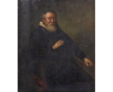 After Rembrandt van Rijn (1606-1669)Portrait of an elderly seated man (Rembrandt fs 1637? upper right)oil on oak panel, 30 x 