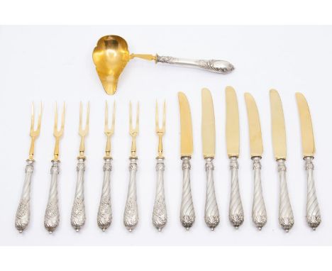 *** PLEASE NOTE: the sauce ladle photographed is French and with lot 70A, only the set of six forks & knives will be sold in 