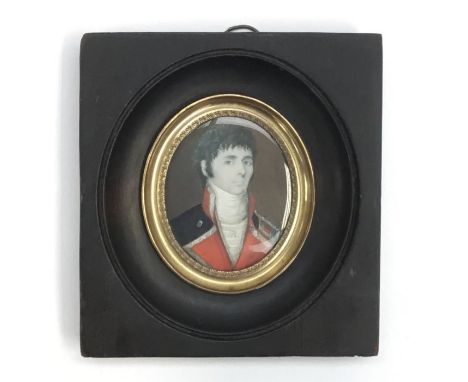 Early 19th century School attributed to Richard Cosway (1742-1821)Portrait miniature of an officer of the Militiaoval, 9.5cm 