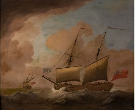 English School (early 19th Century) manner of Peter Monomy (1681-1749)Maritime portrait of two Royal Navy brigsoil on canvas,