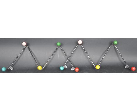 A pair of vintage retro mid 20th century atomic / sputnik inspired coat hooks / rack. The rack having W shape metal wired bod