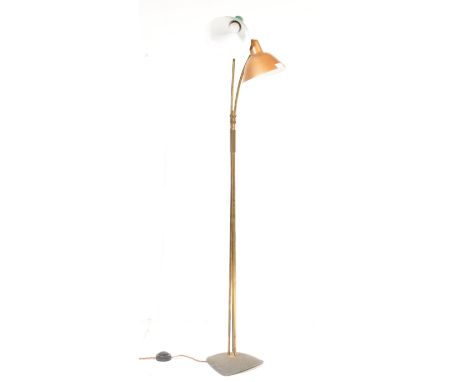 A vintage retro mid century circa 1960’s floor standing lamp. The lamp having two conical metal shades finished in blue and b