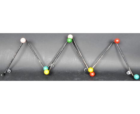 A pair of vintage retro mid 20th century wirework atomic / sputnik inspired coat hooks / rack. The rack having W shape metal 