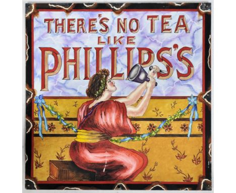 Phillips's Tea - A contemporary oil on board artist's impression&nbsp;painting of a traditional advertising enamel sign. The 