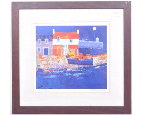 A late 20th century circa. 1980s George Birrell limited edition signed print 'Blue Harbour'. No. 113 / 875. Released by Ecoss