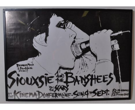 A large contemporary framed and glazed music advertising poster print in black and white for Siouxsie &amp; The Banshees at t