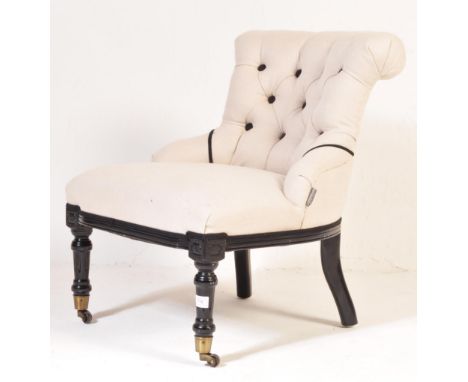Eichholtz - A contemporary high end designer children's bedroom chair having a scrolled black button back backrests with beig