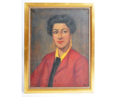 Mary Langdon Edis, Lady Bennett (English b. 1881-1976) - "Jackie" - An oil on canvas portrait painting of a woman, half lengt