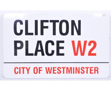 A contemporary enamel street sign for Clifton Place W2 - City of Westminster - London. Measures 45cm x 70cm.