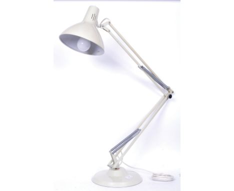 A retro 20th century 1001 Lamps anglepoise Industrial style desk lamp. Terraced base with twin adjustable arm and pendant sha