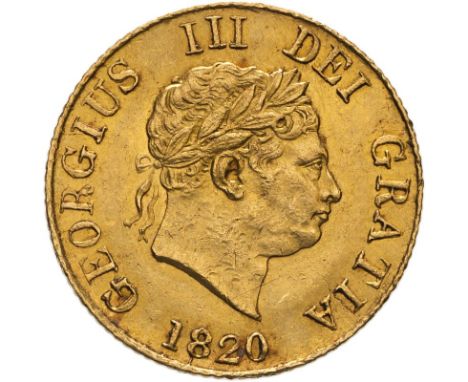 UNITED KINGDOM. George III, 1760-1820. Gold half-sovereign, 1820. London. Laureate head right; date in exergue; GEORGIUS III 