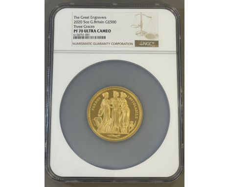 UNITED KINGDOM. Elizabeth II, 1952-2022. Gold 500 pounds, 2020. Royal Mint. Proof. The second issue from the Great Engravers 