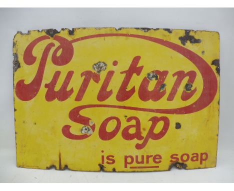 A Puritan Soap rectangular enamel sign by Patent Enamel, 36 x 24". 