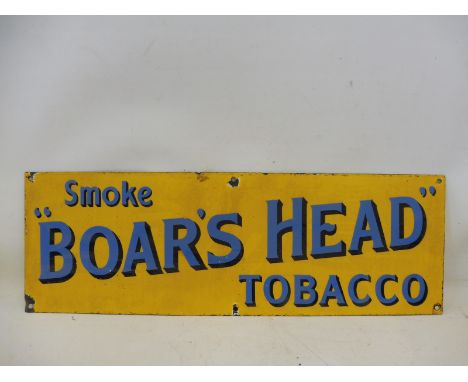 A Boar's Head Tobacco rectangular enamel sign, 24 x 8". 