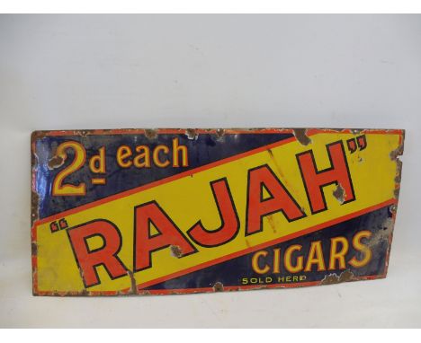 A Rajah Cigars rectangular enamel sign, 41 x 18". 