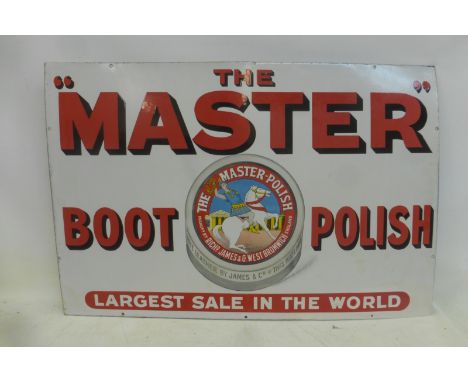 A rare 'Master Boot Polish' part pictorial rectangular enamel sign, in very good condition, save a metal repair and professio