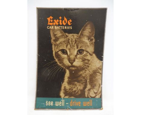 An Exide Car Batteries pictorial showcard depicting a kitten, 19 x 28". 