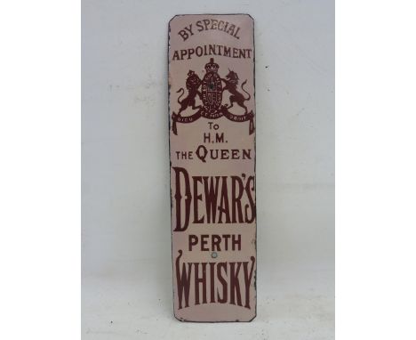 A rare Dewar's Perth Whisky enamel finger plate, with some professional restoration to the outer border, 2 3/4 x 10". 