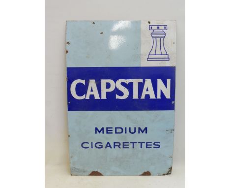 A Capstan Medium Cigarettes rectangular enamel sign, 24 x 36". 