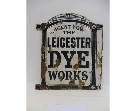 A Leicester Dye Works double sided enamel sign, 19 x 22".